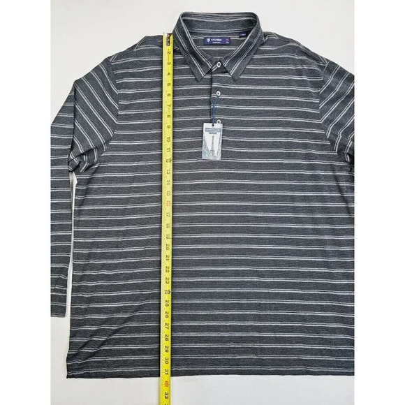 Cremieux Collection Size 2XL Men's Gray Stripe Long Sleeve Cotton Polo NWT - Picture 10 of 11